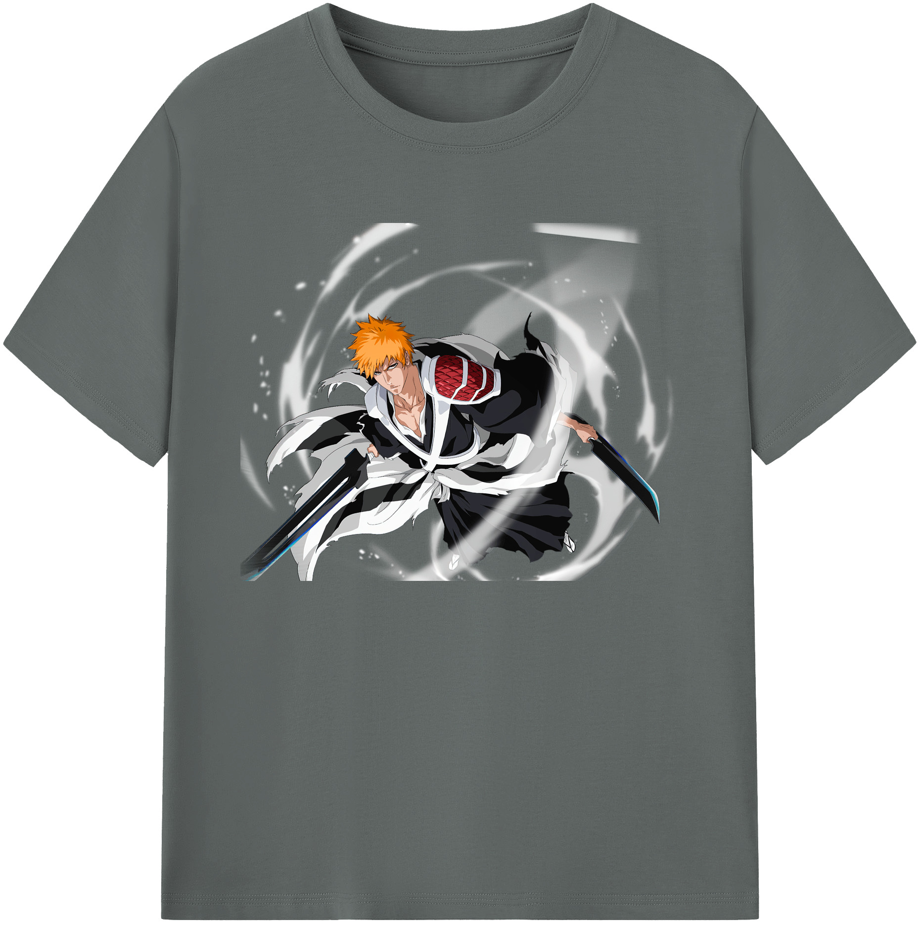 （画像用） ブリーチ 黒崎一護（くろさき いちご）BLEACH Kurosaki Ichigo 綿100％ メンズ半袖Tシャツ｜肌触りやわらか＆通気性